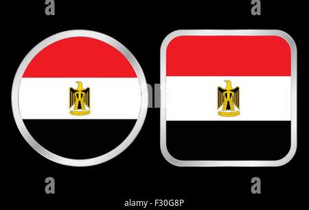 Egypt flag - two icon on black background. Vector illustration. Stock Vector