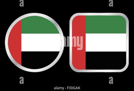 United Arab Emirates flag - two icon on black background. Vector illustration. Stock Vector