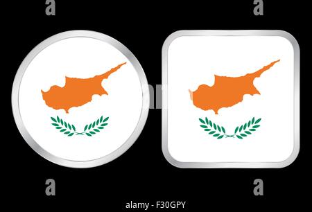 Cyprus flag - two icon on black background. Vector illustration. Stock Vector