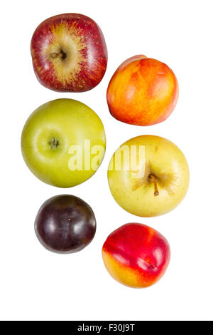 Fresh fruits . Mixed fruits isolated on white background . Stock Photo