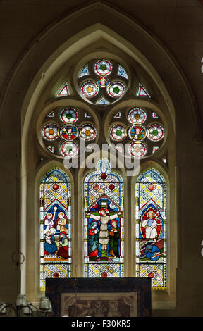 Bicknor, Church of St James, Kent. Stained glass window Stock Photo