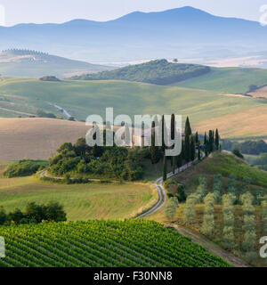 Tuscany, early morning in Val d'Orcia Stock Photo