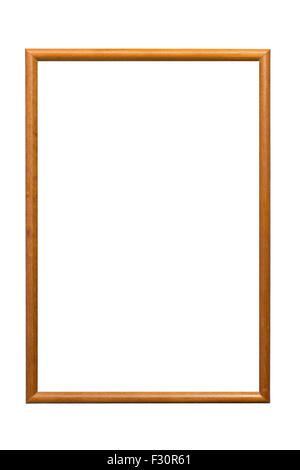 Wooden light brown picture frame without backing board on white background. For backing board version see the rest of my images Stock Photo