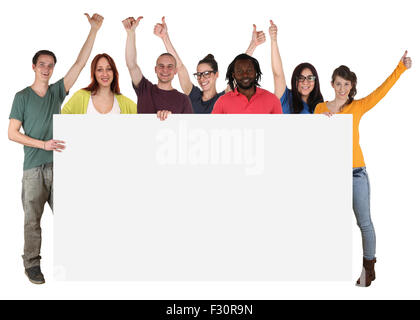 Group Of People Holding Banner Stock Photo - Alamy