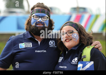 Leeds, UK. 27th Sep, 2015. Scottish fans soak up the atmosphere before Match 18 of the Rugby World Cup 2015 between Scotland and USA, Elland Road, Leeds, England (Photo by Rob Munro/CSM) Credit:  Cal Sport Media/Alamy Live News Stock Photo