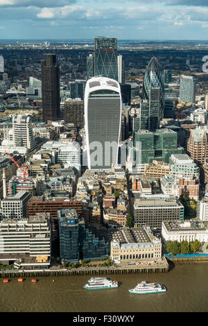 The City Walkie Talkie Gherkin Cheesegrater Buildings River Thames London View from The Shard Stock Photo