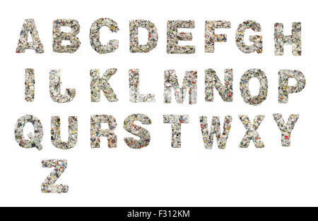 A  alphabet made from Newspaper  confetti Stock Photo