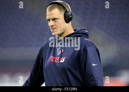 SEP 27 2015: Houston Texans quarterback Ryan Mallett (15) prior to the NFL regular season game between the Houston Texans and the Tampa Bay Buccaneers from NRG Stadium in Houston, TX. Credit image: Erik Williams/Cal Sport Media Stock Photo