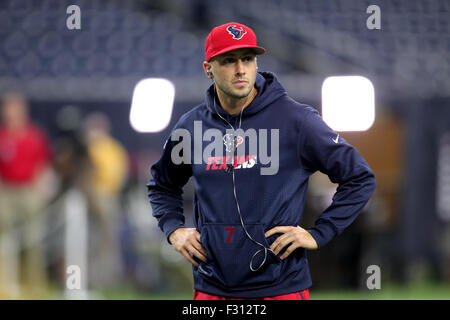 SEP 27 2015: Houston Texans quarterback Brian Hoyer (7) prior to the NFL regular season game between the Houston Texans and the Tampa Bay Buccaneers from NRG Stadium in Houston, TX. Credit image: Erik Williams/Cal Sport Media Stock Photo