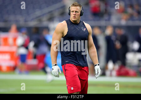 SEP 27 2015: Houston Texans defensive end J.J. Watt (99) prior to the NFL regular season game between the Houston Texans and the Tampa Bay Buccaneers from NRG Stadium in Houston, TX. Credit image: Erik Williams/Cal Sport Media Stock Photo