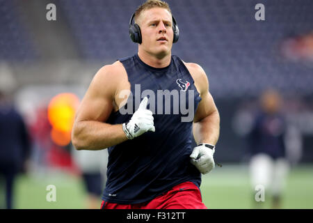 SEP 27 2015: Houston Texans defensive end J.J. Watt (99) prior to the NFL regular season game between the Houston Texans and the Tampa Bay Buccaneers from NRG Stadium in Houston, TX. Credit image: Erik Williams/Cal Sport Media Stock Photo