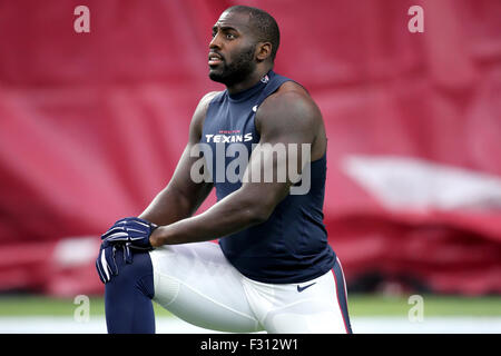 SEP 27 2015: Houston Texans outside linebacker Whitney Mercilus (59) stretches out prior to the NFL regular season game between the Houston Texans and the Tampa Bay Buccaneers from NRG Stadium in Houston, TX. Credit image: Erik Williams/Cal Sport Media Stock Photo