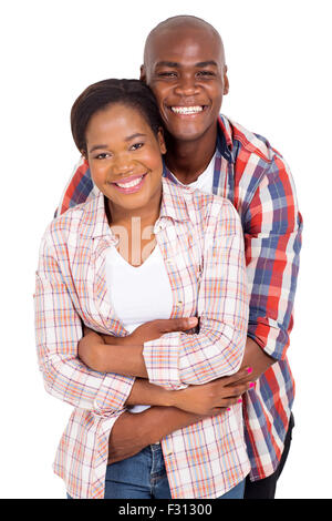 portrait of cheerful African American couple embracing Stock Photo