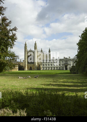 Cambridge University, King's College Chapel Exterior seen from The Backs Stock Photo