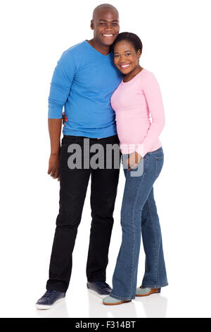 portrait of cute young afro American married couple isolated on white Stock Photo