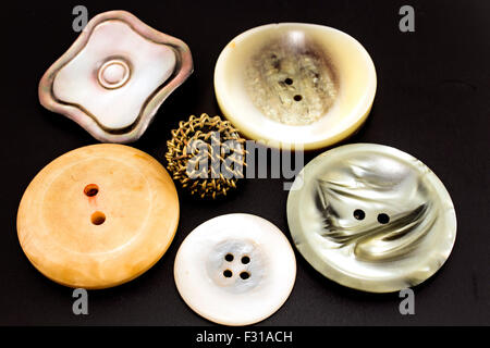 Retro buttons on a black background. Stock Photo