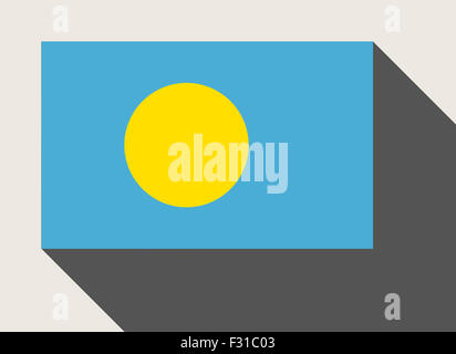 Palau flag in flat web design style. Stock Photo