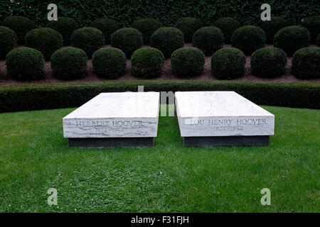 Graves of President Herbert Hoover and First Lady Lou Henry Hoover Stock Photo