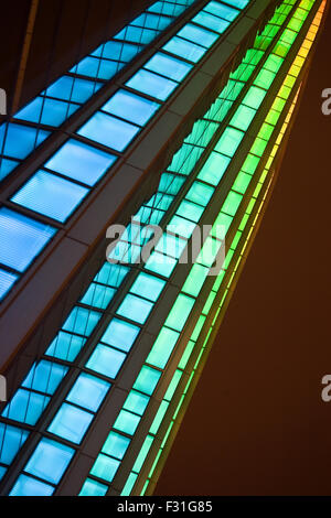 Changing color lights of a modern building Stock Photo