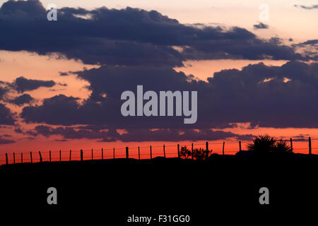Sunset over a west Texas Ranch, near the town of Marathon. Stock Photo