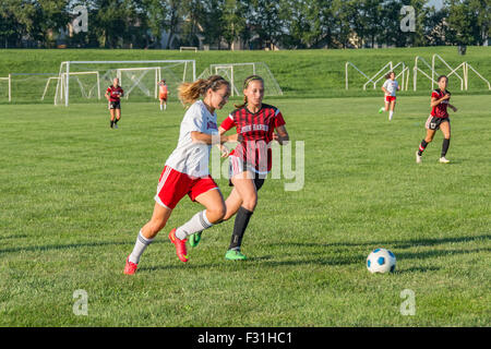 American high school soccer game Stock Photo