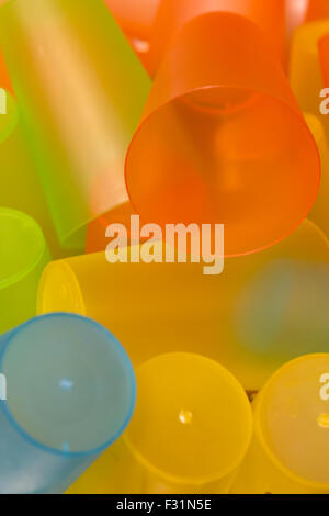 colorful plastic cups Stock Photo