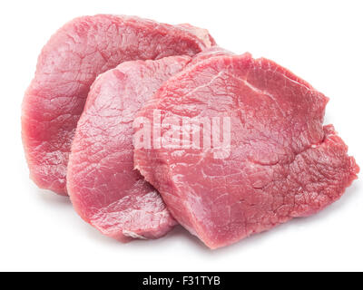 Raw beef steaks on a white background. Stock Photo