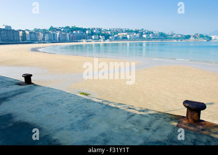 San Sebastian looking over the Bahia de La Concha and beach Stock Photo