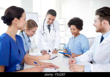 group of happy doctors meeting at hospital office Stock Photo
