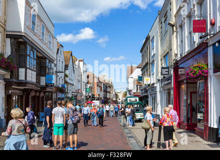 Shops on the High Street in the historic city centre, Canterbury, Kent, England, UK Stock Photo