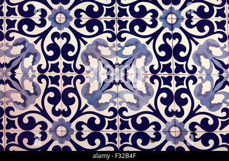 Image of traditional Moroccan cement or ceramic tiles with geometric patterns. Stock Photo