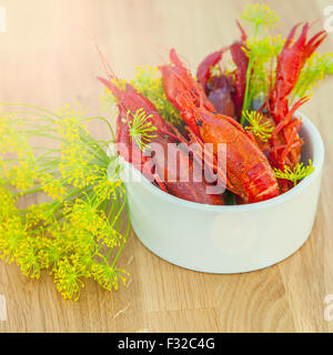 Bowl of crayfish in the sun. Stock Photo