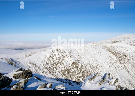 Snow on the Carneddau Mountains Snowdonia National Park North Wales UK ...