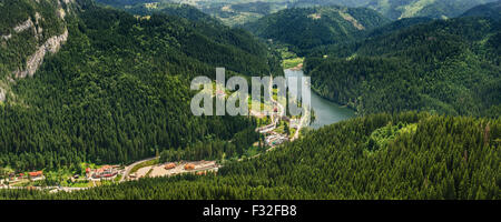 Panoramic view to Lacu Rosu AKA Red Lake, Romania Stock Photo