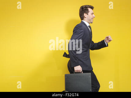 Succesful businessman with the black suitcase Stock Photo