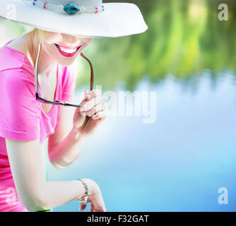Portrait of the lady with the fabulous pearl smile Stock Photo
