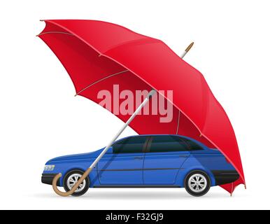 concept of protected and insured car umbrella vector illustration isolated on white background Stock Vector