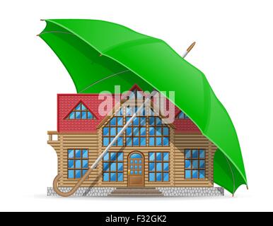 concept of protected and insured house accommodation umbrella vector illustration isolated on white background Stock Vector