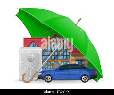 insurance concept protected umbrella vector illustration isolated on white background Stock Vector