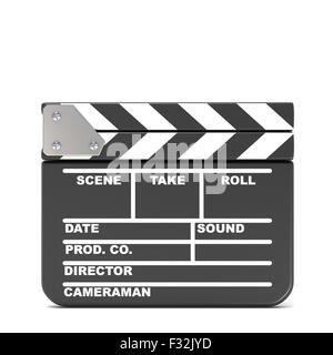 Movie clapperboard, closed. 3D render illustration isolated on white background Stock Photo