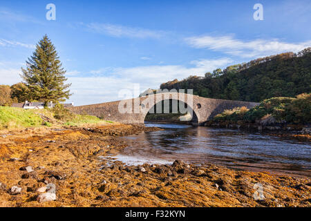 The Clachan Bridge, known as the Bridge Over the Atlantic, which connects the Scottish mainland with the Island of Seil... Stock Photo