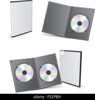 3d vector mesh disc boxes isolated on the white background Stock Vector