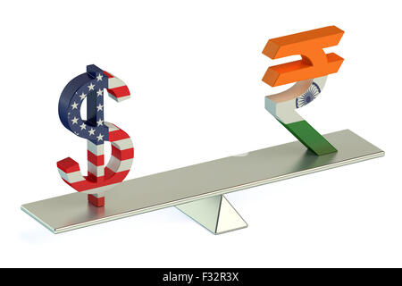 Dollar or Indian Rupee, USD/INR currency pair concept Stock Photo