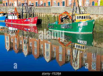 Fishing boats moored on River Witham, Boston, Lincolnshire, England UK Stock Photo