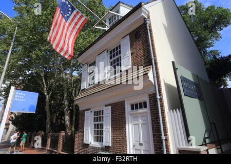 Betsy Ross House, in Philadelphia, where the seamstress is reputed to have sown the first Stars and Stripes flag in 1776, USA Stock Photo