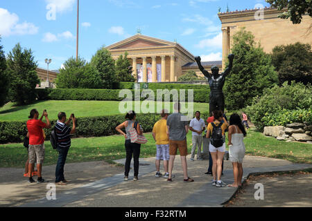 The statue of boxer Rocky Balboa, in front of the Philadelphia Museum of Art, in Pennsylvania, USA Stock Photo