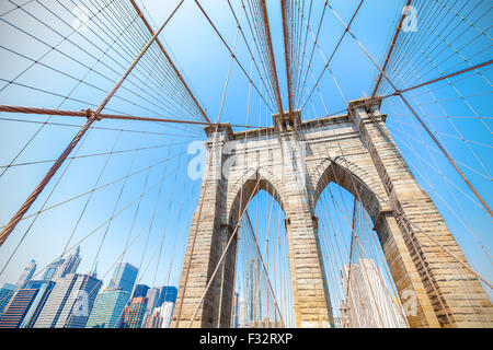 Brooklyn Bridge in New York City, USA. Stock Photo