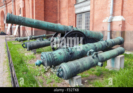 Ancient Bronze Cannons in Museum of Artillery in St. Petersburg