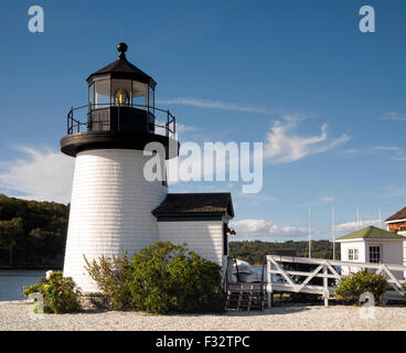 Mystic Seaport Lighthouse built in 1966 a full size replica of the Brant Point Lighthouse in Nantucket MA  Mystic Connecticut Stock Photo