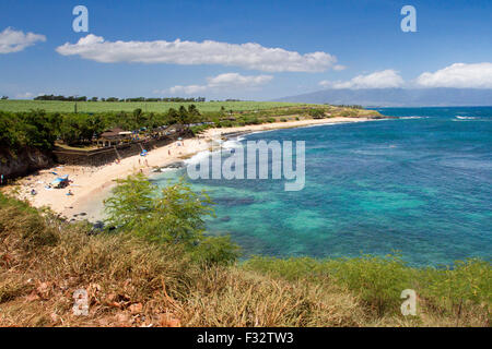 Scenic view of  Ho'okipa Beach Park, renowned top spot for surfing and other water sports, Paia, Maui, Hawaii, in August Stock Photo